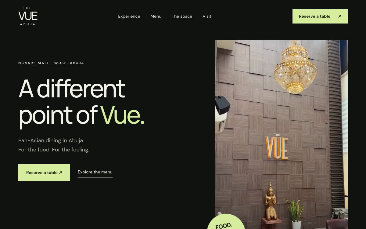 The Vue Abuja — Independent Website Concept